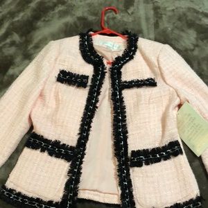 Boston Proper Pink and Black Blazer Size 8